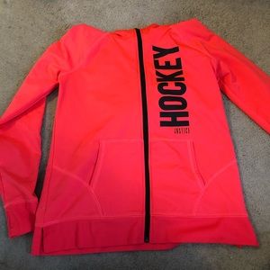 Bright neon justice girls hockey zip up sweater